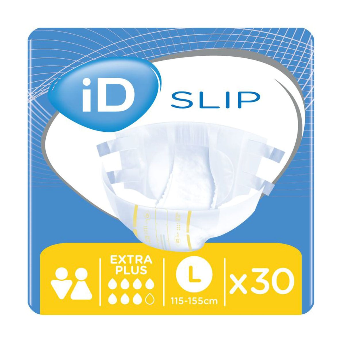 Підгузки для дорослих ID Slip Extra Plus, розмір L (115-155 см), 30 шт